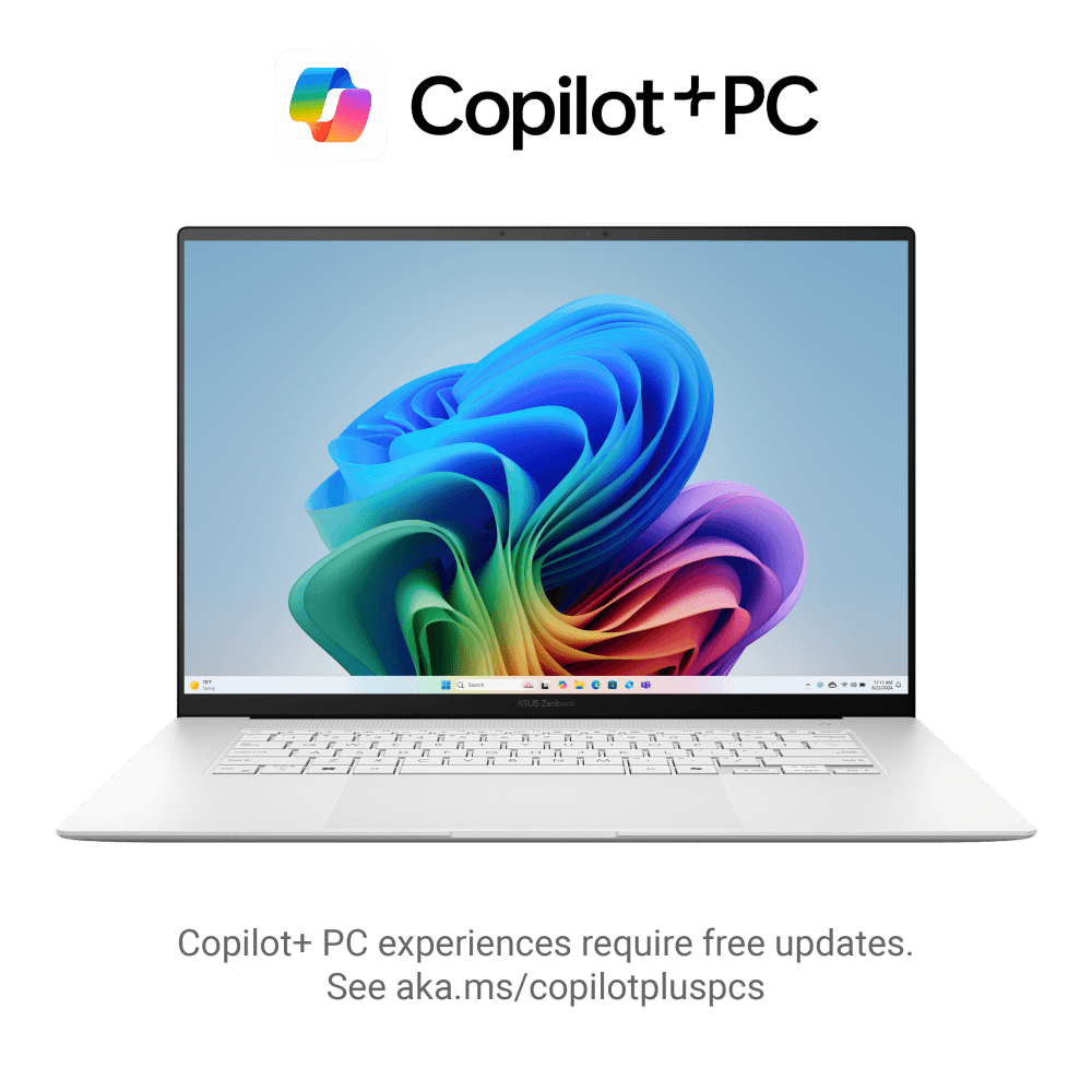 ASUS Zenbook S 16 UM5606 ultraportable laptop in Scandinavian White, open front view