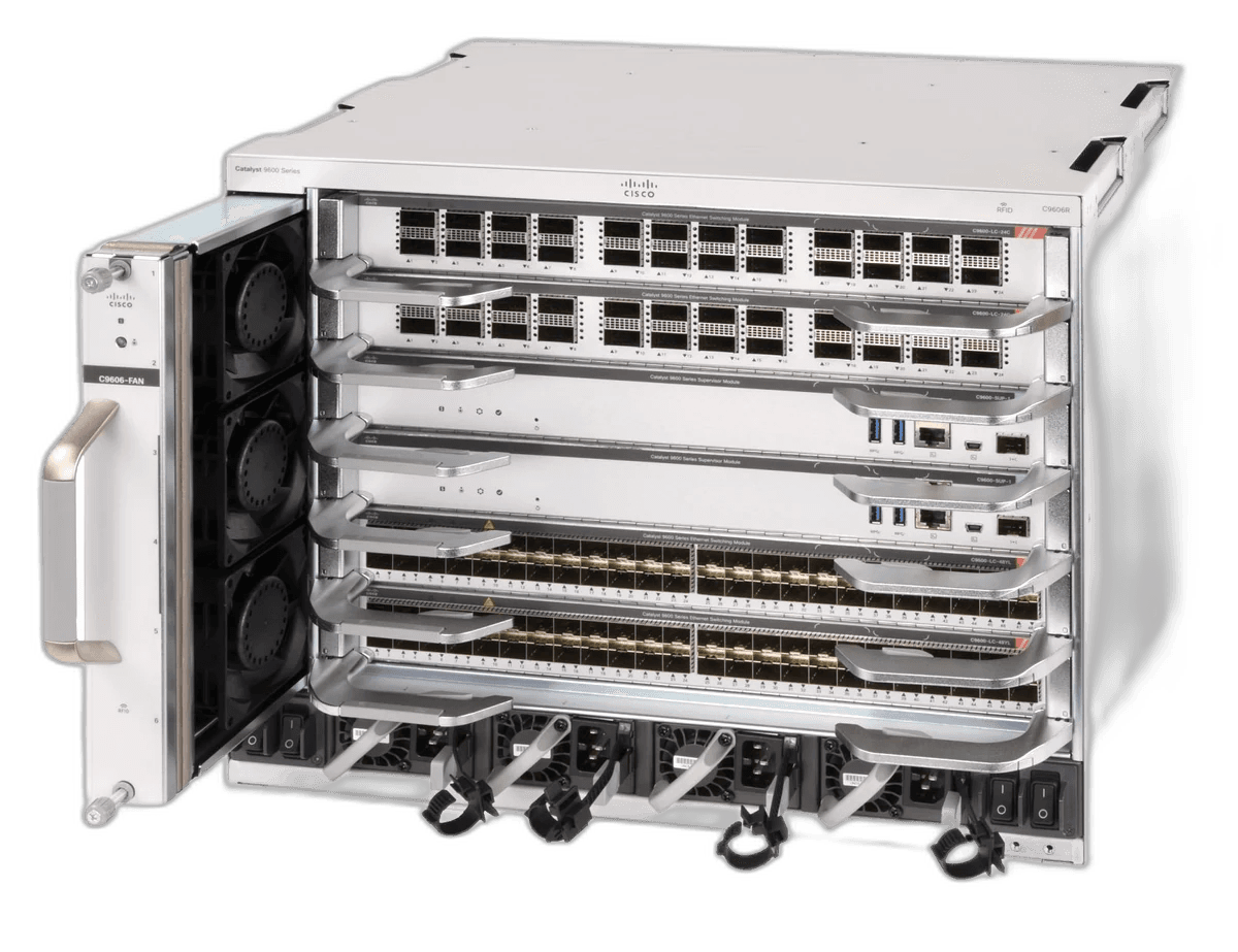 Cisco Catalyst 9600 Series modular campus core switch chassis front view