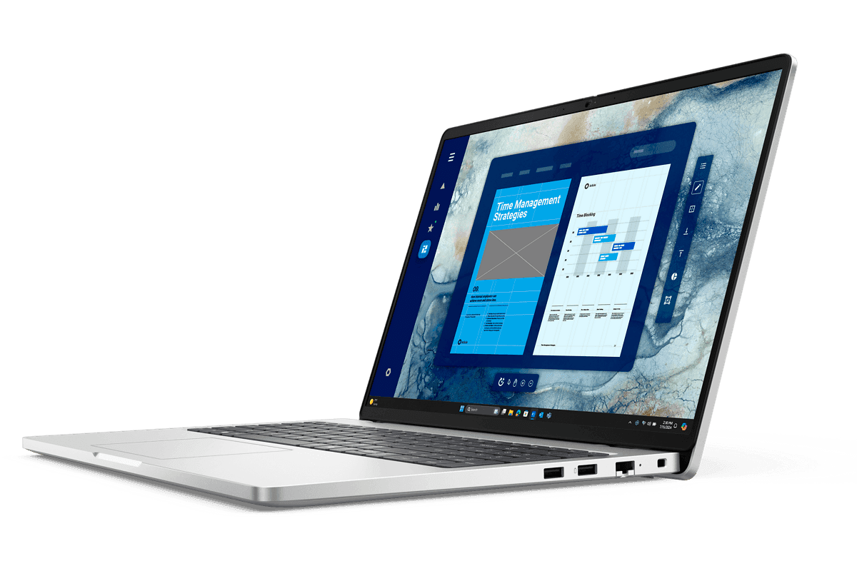 Dell Pro 16 (PC16250) business laptop, three-quarter view, graphite finish