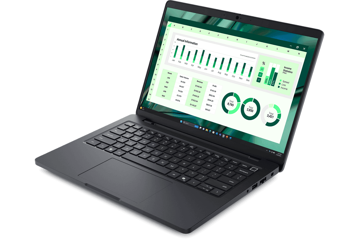 Dell Pro Max 14 (MC14250) mobile workstation, black chassis, three-quarter view