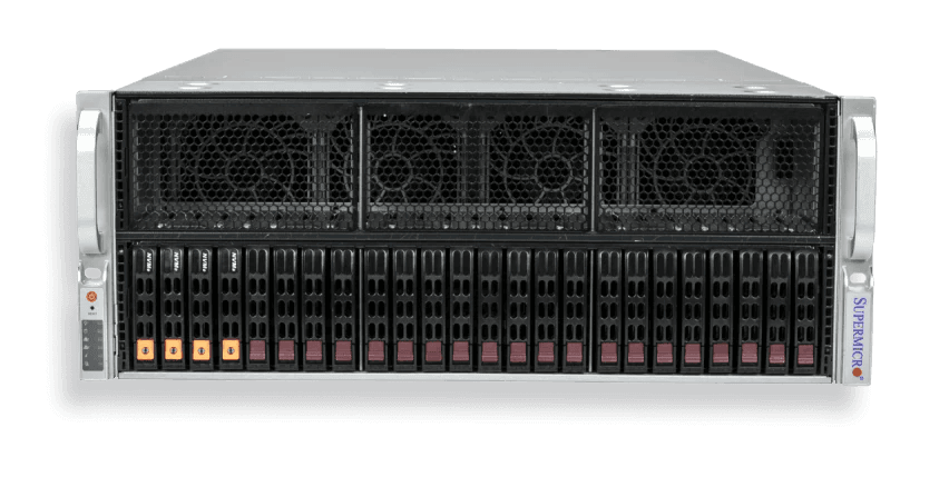 Supermicro SYS-421GE-TNHR2-LCC 4U liquid-cooled NVIDIA HGX H100 H200 GPU AI server front view