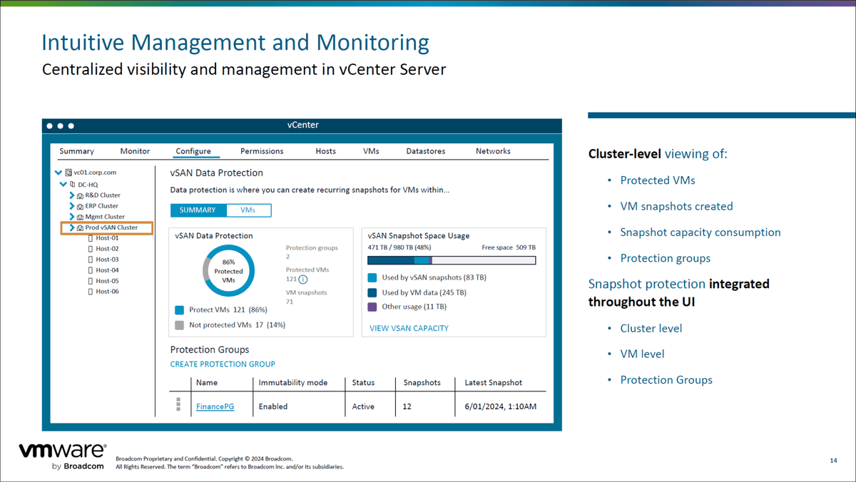 VMware Cloud Foundation vCenter management console showing SDDC infrastructure