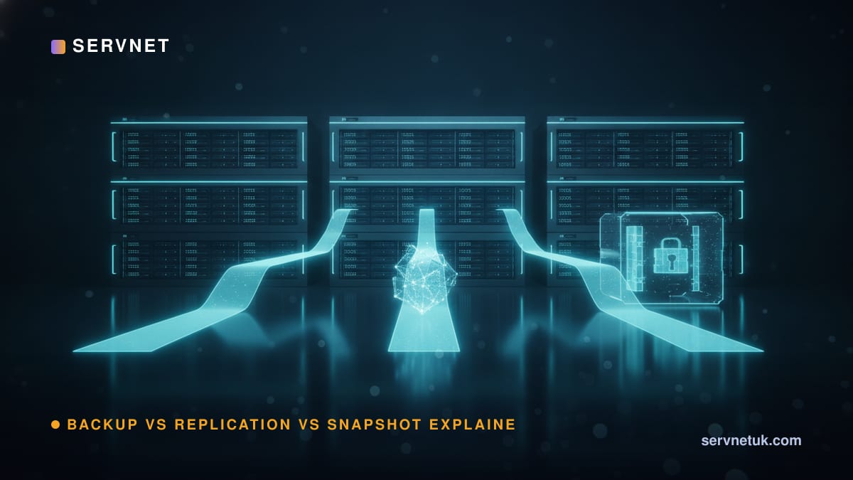 Backup vs Replication vs Snapshot Explained (2026 UK Guide)