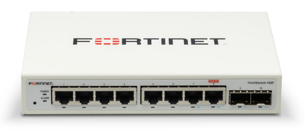 Fortinet FortiSwitch 108F 8-port managed gigabit Ethernet switch front view